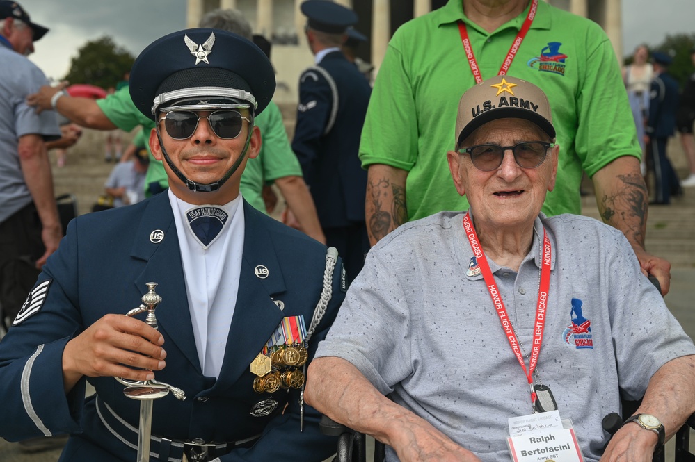USAF Honor Guard Drill Team performs for Honor Flight Chicago veterans