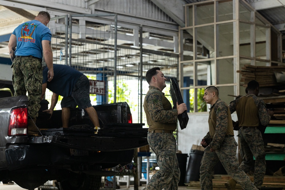 CLB 15 Marines Assemble Weightlifting Platforms During Koa Moana 25