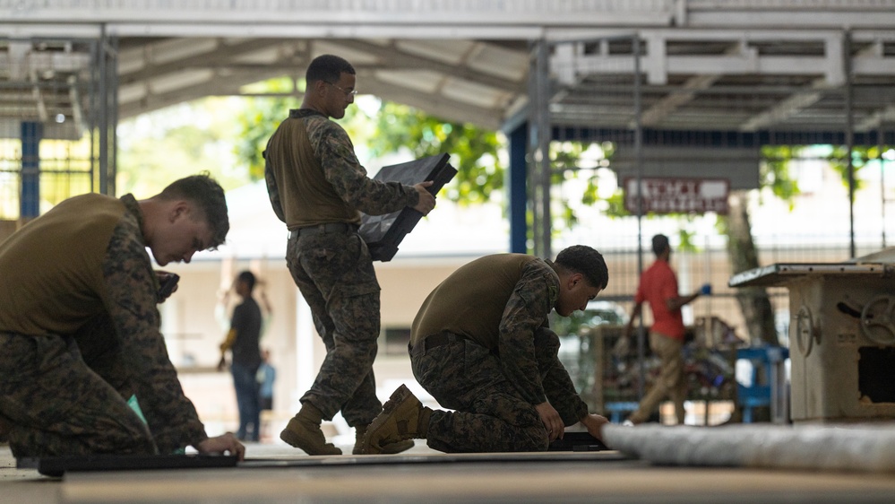 CLB 15 Marines Assemble Weightlifting Platforms During Koa Moana 25