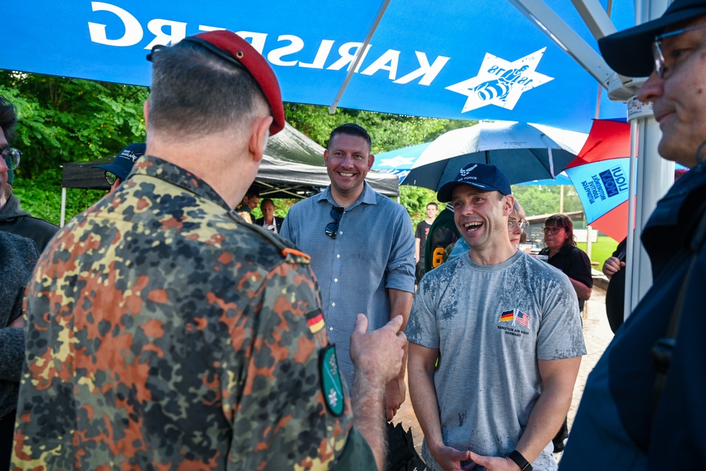 521 AMOW Deputy Commander Throws Out First Pitch at Saarlouis Hornets Game