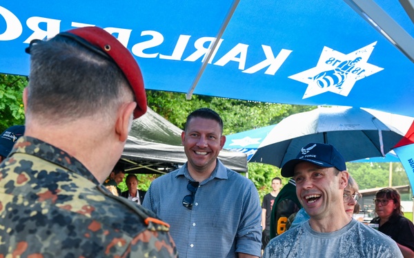 521 AMOW Deputy Commander Throws Out First Pitch at Saarlouis Hornets Game