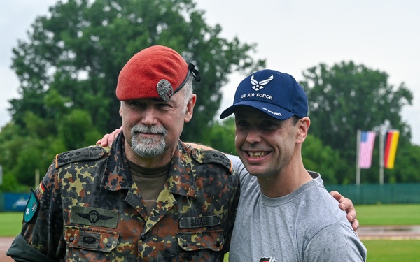 521 AMOW Deputy Commander Throws Out First Pitch at Saarlouis Hornets Game