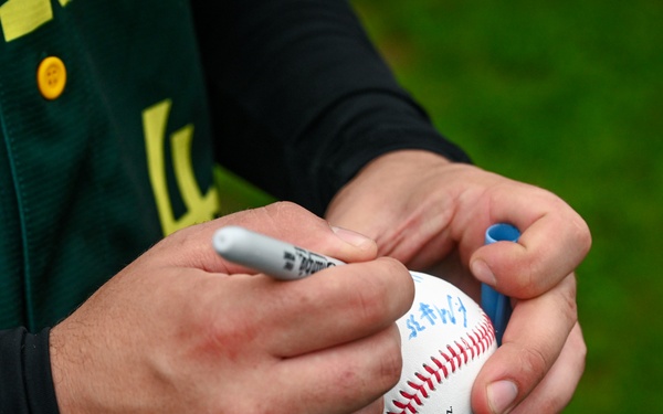 521 AMOW Deputy Commander Throws Out First Pitch at Saarlouis Hornets Game