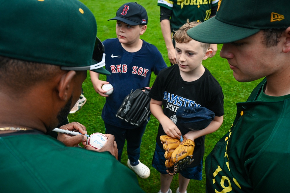 521 AMOW Deputy Commander Throws Out First Pitch at Saarlouis Hornets Game