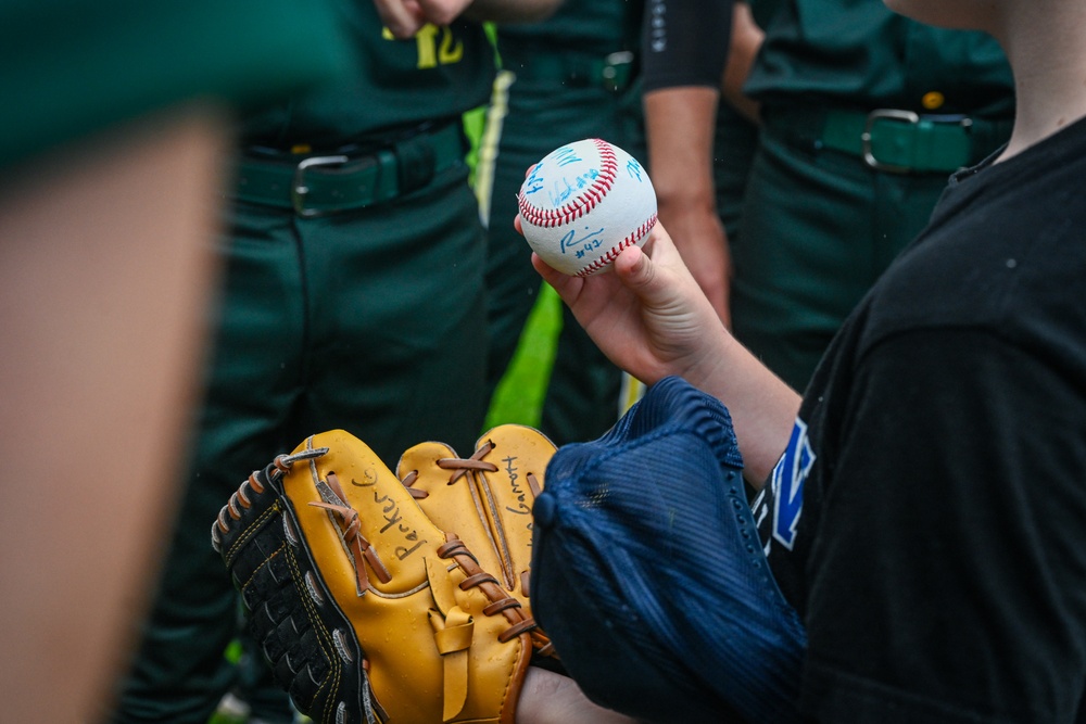 521 AMOW Deputy Commander Throws Out First Pitch at Saarlouis Hornets Game