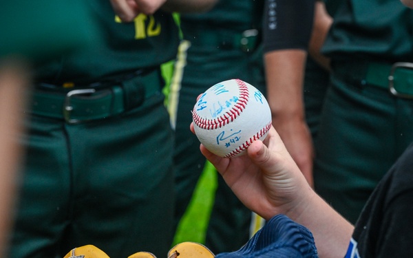 521 AMOW Deputy Commander Throws Out First Pitch at Saarlouis Hornets Game