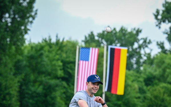 521 AMOW Deputy Commander Throws Out First Pitch at Saarlouis Hornets Game