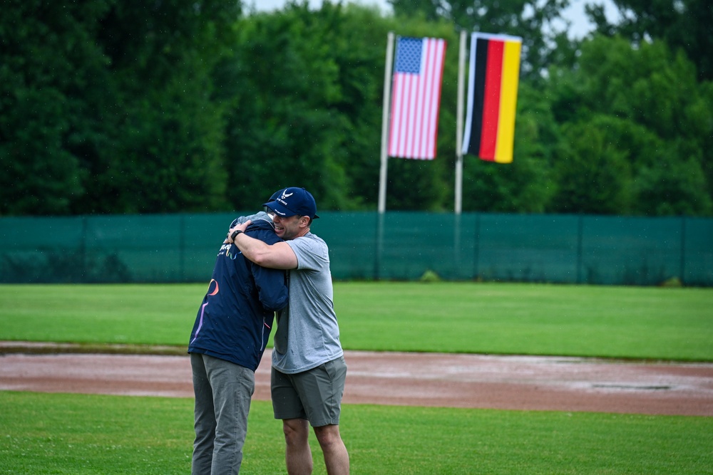 521 AMOW Deputy Commander Throws Out First Pitch at Saarlouis Hornets Game