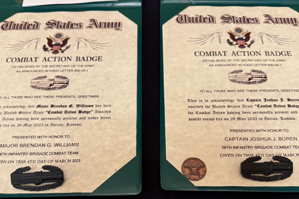 More than 300 Indiana National Guard soldiers awarded combat patch for Kosovo Force mission