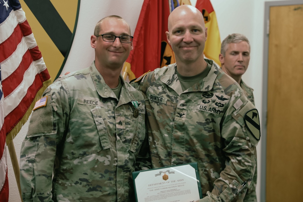 Air Cav Soldiers from 2-227 Aviation Regiment are recognized during an award ceremony.