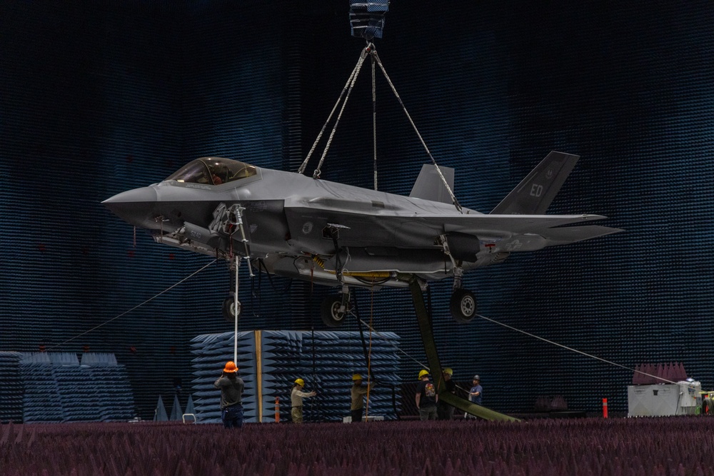F-35A in the Benefield Anechoic Facility at Edwards Air Force Base