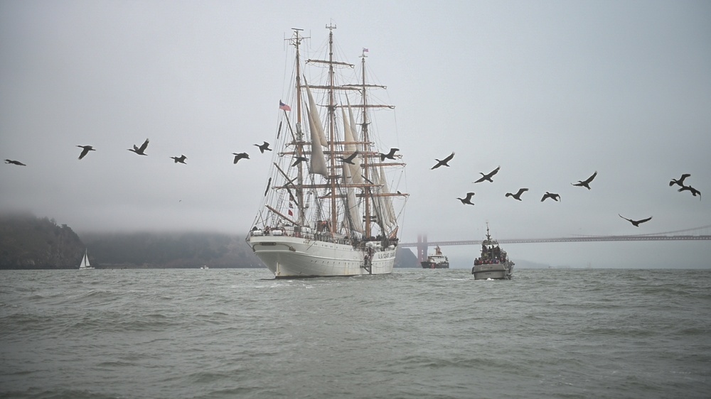 USCGC Eagle sails into San Francisco, California