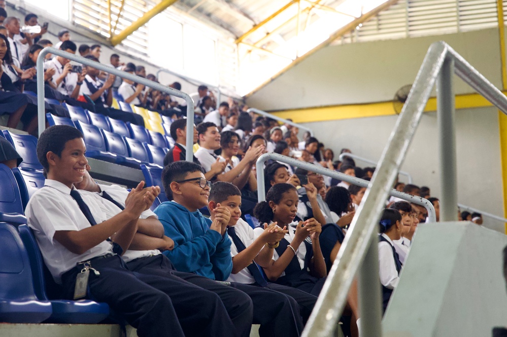 United States Fleet Forces Band “Uncharted Waters” performs at Colegio Abel Bravo
