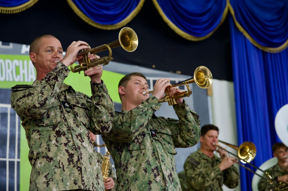 United States Fleet Forces Band “Uncharted Waters” performs at Colegio Abel Bravo