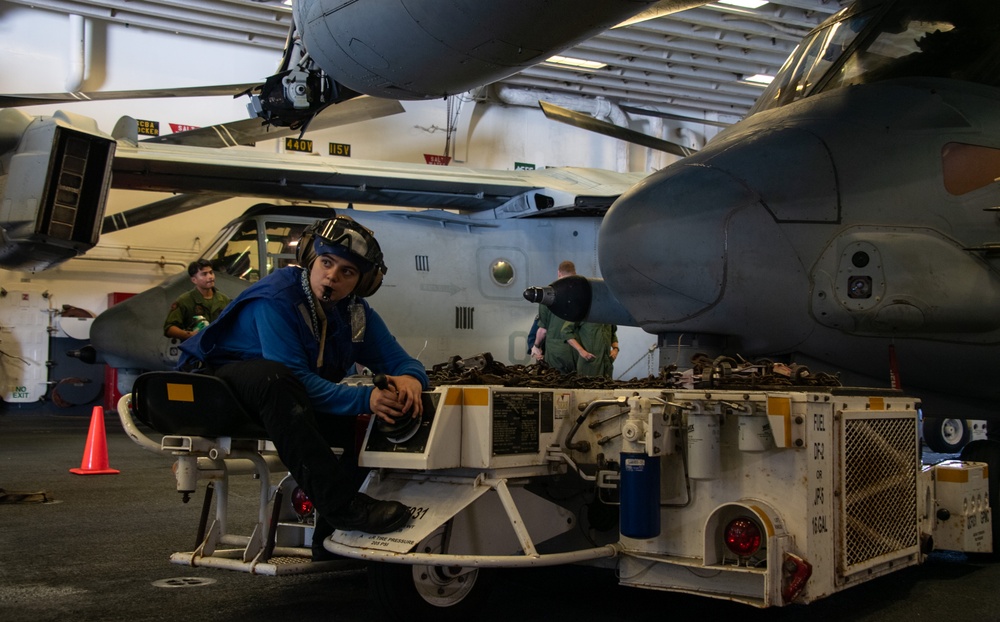 USS America (LHA 6) Conducts Aircraft Move