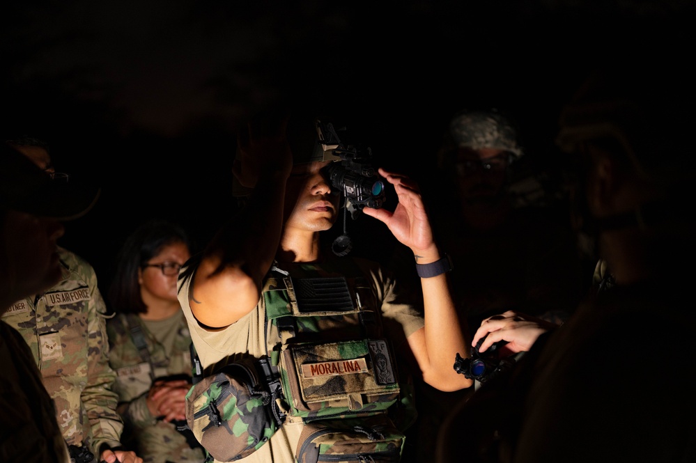 The 647th Civil Engineer Squadron conducts night vision training at Base-X