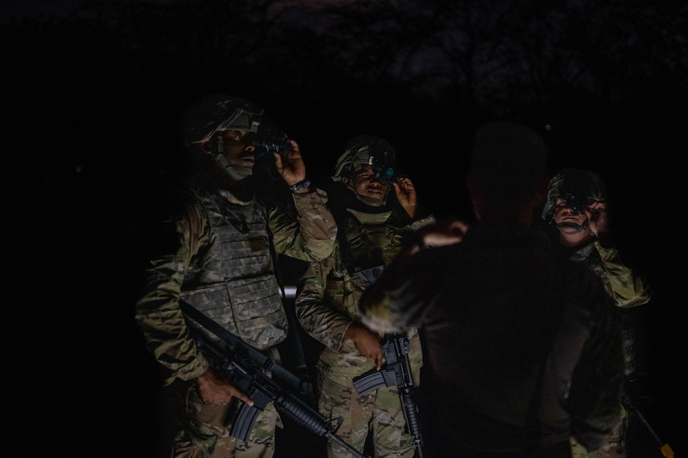 The 647th Civil Engineer Squadron conducts night vision training at Base-X