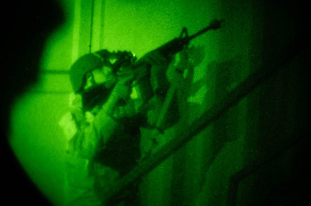 The 647th Civil Engineer Squadron conducts night vision training at Base-X