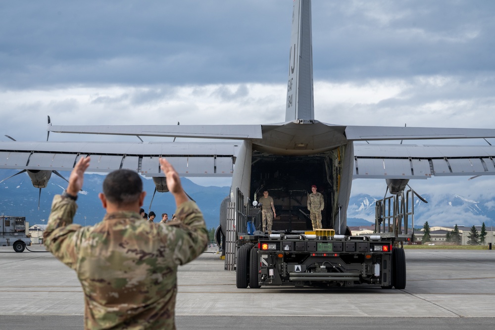 Airmen, Soldiers load cargo during Red Flag-Alaska 25-2