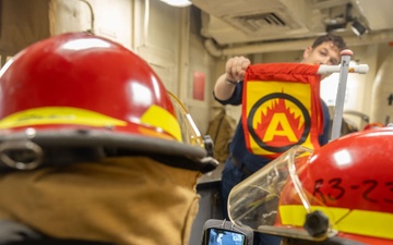 Iwo Jima Sailors Conduct Damage Control Drill