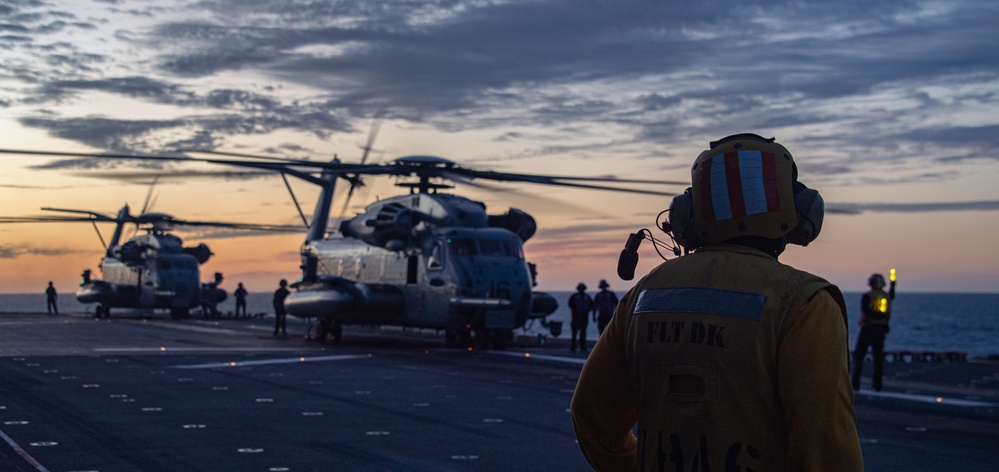 USS America (LHA 6) Conducts Nighttime Flight Operations