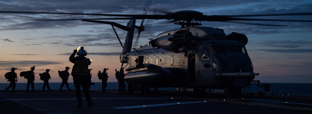 USS America (LHA 6) Conducts Nighttime Flight Operations