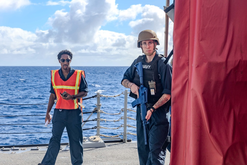 Sailors Respond During an Anti-terrorism Training aboard USS Ralph Johnson