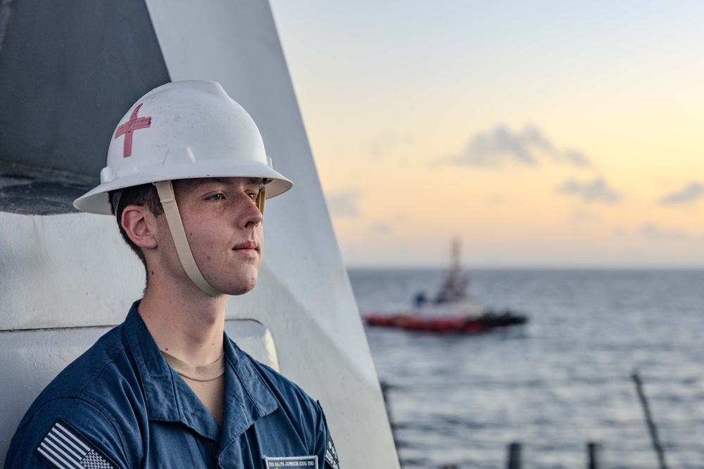 USS Ralph Johnson (DDG 114) Arrives in Diego Garcia for a Brief Stop for Fuel
