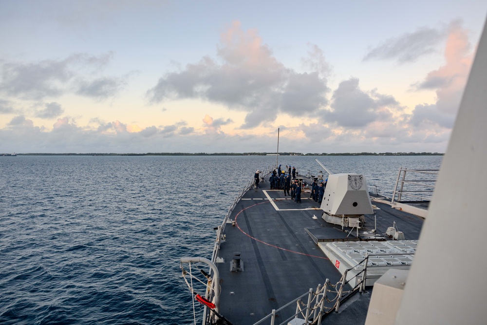 USS Ralph Johnson (DDG 114) Arrives in Diego Garcia for a Brief Stop for Fuel