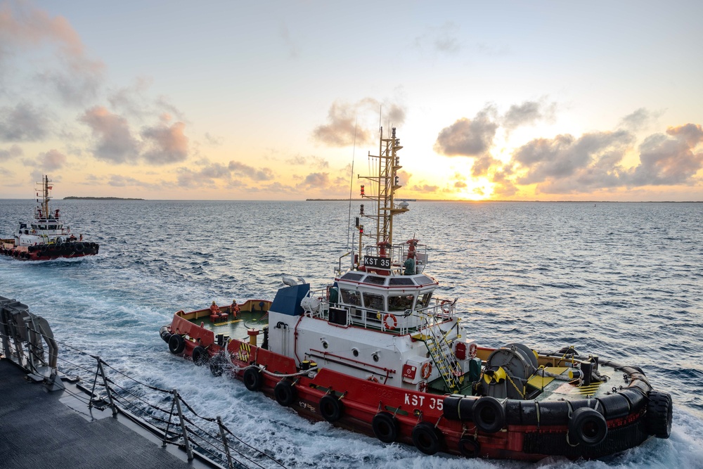 USS Ralph Johnson (DDG 114) Arrives in Diego Garcia for a Brief Stop for Fuel