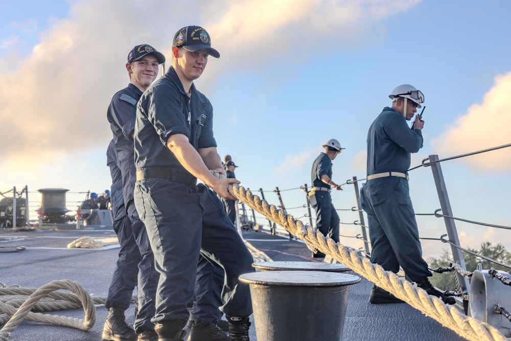 USS Ralph Johnson (DDG 114) Arrives in Diego Garcia for a Brief Stop for Fuel