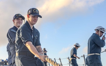 USS Ralph Johnson (DDG 114) Arrives in Diego Garcia for a Brief Stop for Fuel