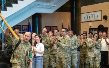 Brigadier General Roderick F. Laughman receives clap-out