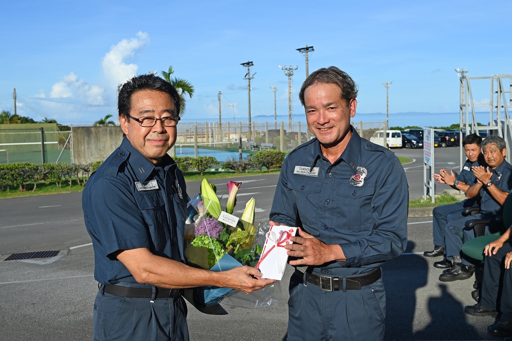 U.S. Army Garrison Okinawa, Fire and Emergency Services, a fire alarm dispatcher receives a Farewell