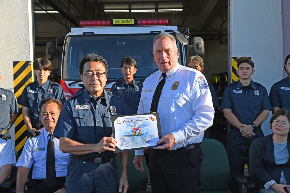 U.S. Army Garrison Okinawa, Fire and Emergency Services, a fire alarm dispatcher receives a Farewell