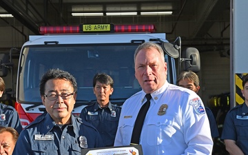 U.S. Army Garrison Okinawa, Fire and Emergency Services, a fire alarm dispatcher receives a Farewell