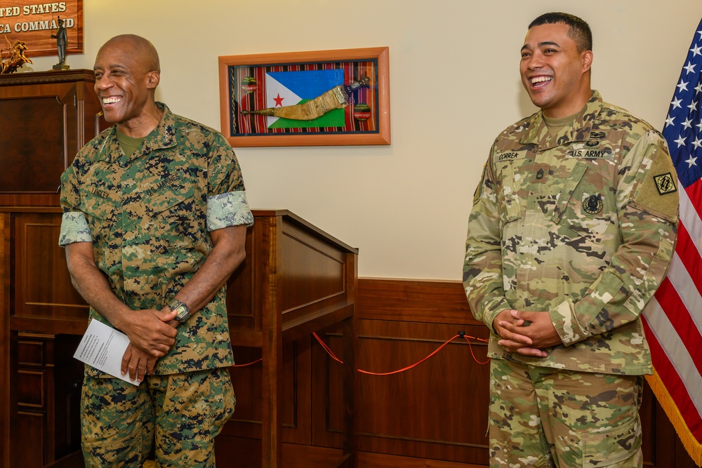 Award Presentation for SFC Michael Correa at USAFRICOM