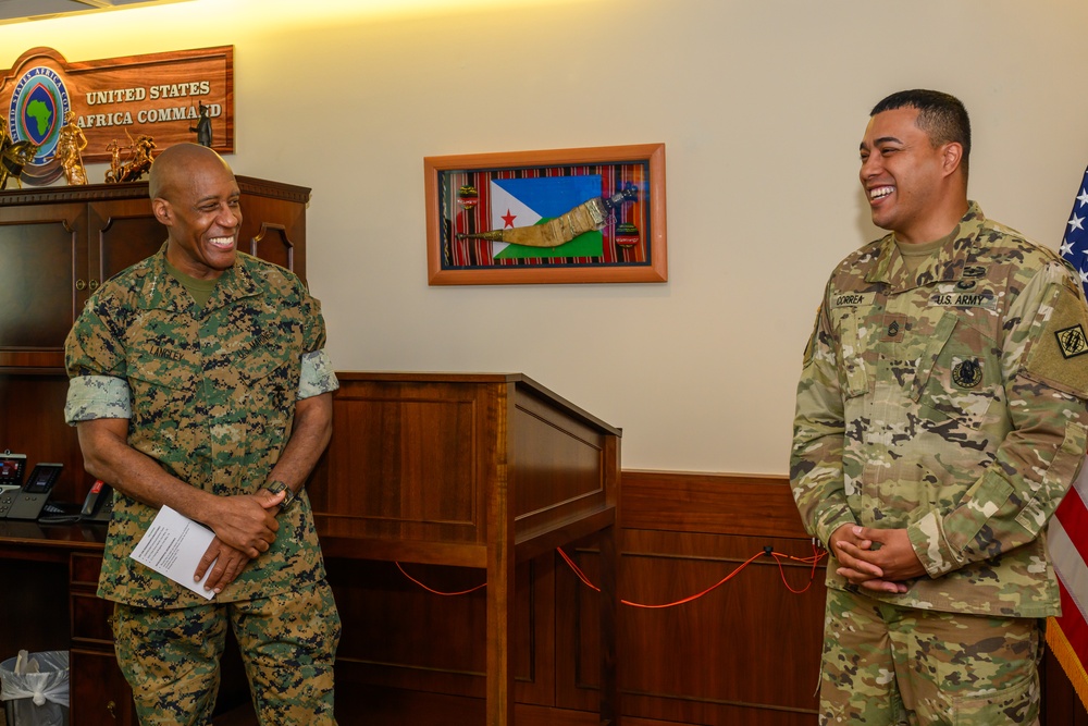 Award Presentation for SFC Michael Correa at USAFRICOM