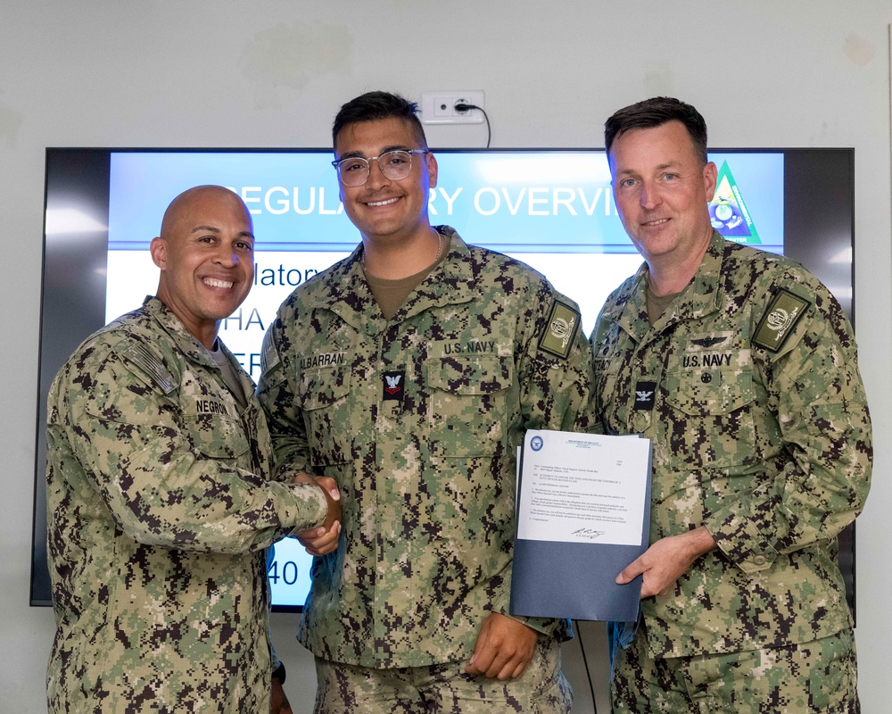 BM2 Miguel Albarran Frocking Ceremony onboard NSA Souda Bay