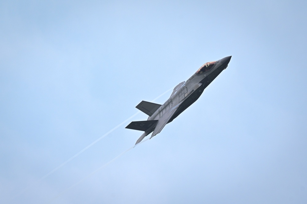 F-35A Lightning IIs take off from Volk Field during exercise Sentry North