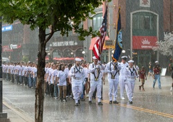 Future Sailors and Recruiters March in the Rain to Busch Stadium [Image 2 of 3]