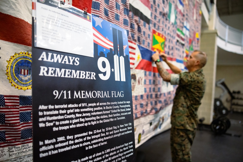 MCIEAST and MCAS New River Leaders Sign the 9/11 Memorial Flag