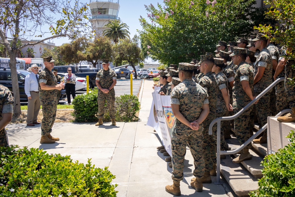 MCAS Miramar’s Commanding Officer and Sergeant Major recognize outstanding Marines and civilian personnel for their hard work