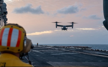 USS America (LHA 6) Conducts MV-22B Osprey Helicopter Flight Operations