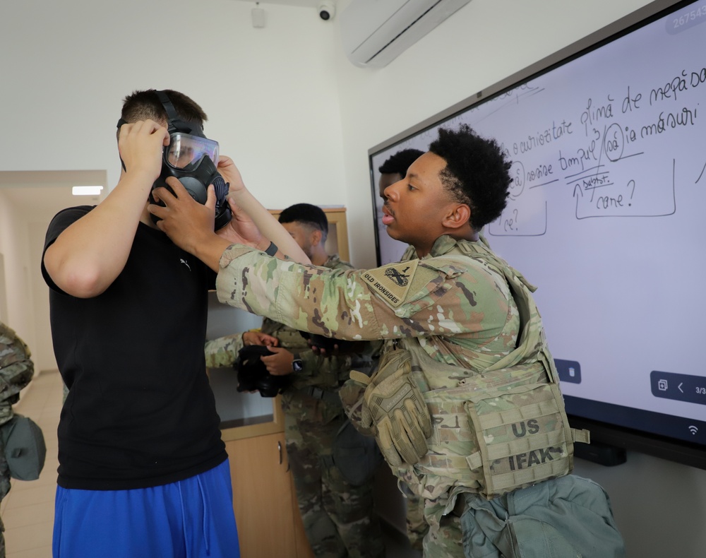 1st Armored Division conducts community engagement with local Mihail Kogălniceanu, Romania high school students