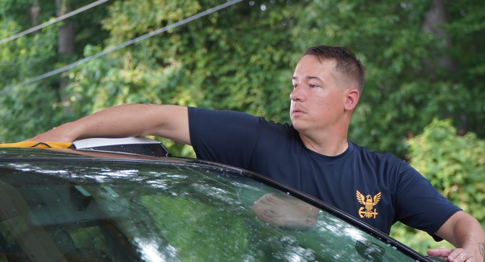 First Class Petty Officer Association (FCPOA) benefit car wash onboard NWS Yorktown