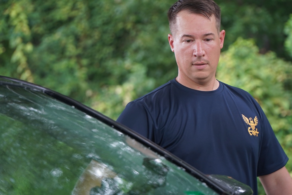 First Class Petty Officer Association (FCPOA) benefit car wash onboard NWS Yorktown