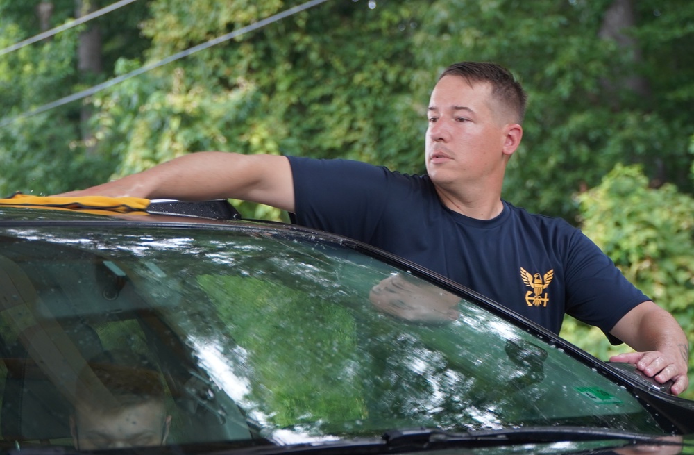 First Class Petty Officer Association (FCPOA) benefit car wash onboard NWS Yorktown