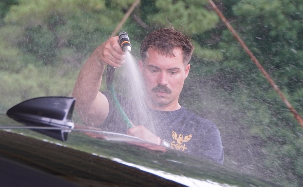 First Class Petty Officer Association (FCPOA) benefit car wash onboard NWS Yorktown