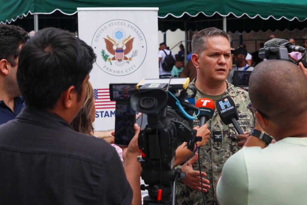 Capt. Betancourt speaks with Media